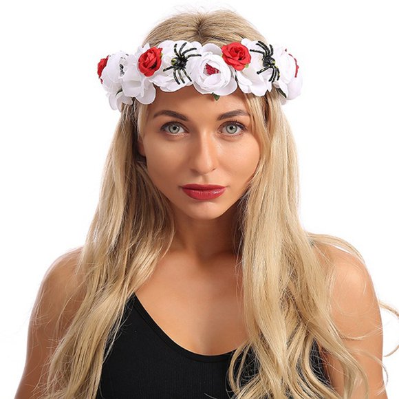 Halloween Headband Spider Ghost Artificial Wreath Headwear Party Headpiece