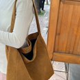 thumbnail image 5 of Women Fashion Suede Zipper Shoulder Bag Solid Color Handbag Purse Black, 5 of 6