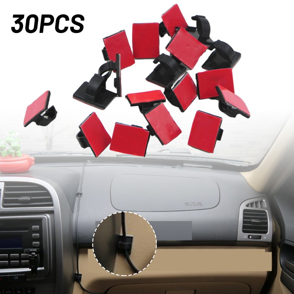 30X Wire Clip Black Car Tie Rectangle Cable Holder Mount Clamp self adhesive SH2 
