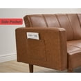 thumbnail image 6 of 75 in Futon Sofa Bed - Convertible Sleeper Sofa with Adjustable Backrest - Loveseat Small Sofa Bed with Side Pockets - Mid Century Modern Futon Couch - Brown PU Leather Couch for Living Room, 6 of 7