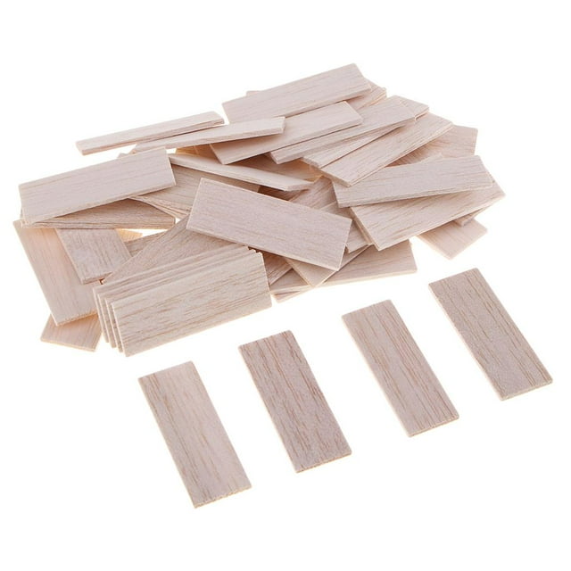 Versatile Sticks,Balsa Wood Rectangular Wood Strip,Natural Woodcraft Flat Sticks Dowel for Crafts or Woodworking Projects House Model 50 Pieces 50mm
