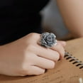 thumbnail image 2 of Vintage Rose Flower Statement Ring for Women Adjustable Open Band Stacking Rings Retro Antique Silver Exaggerated Elegant Boho Floral Wedding Promise Ring Unique Y2K Jewelry for Valentine Mother, 2 of 6