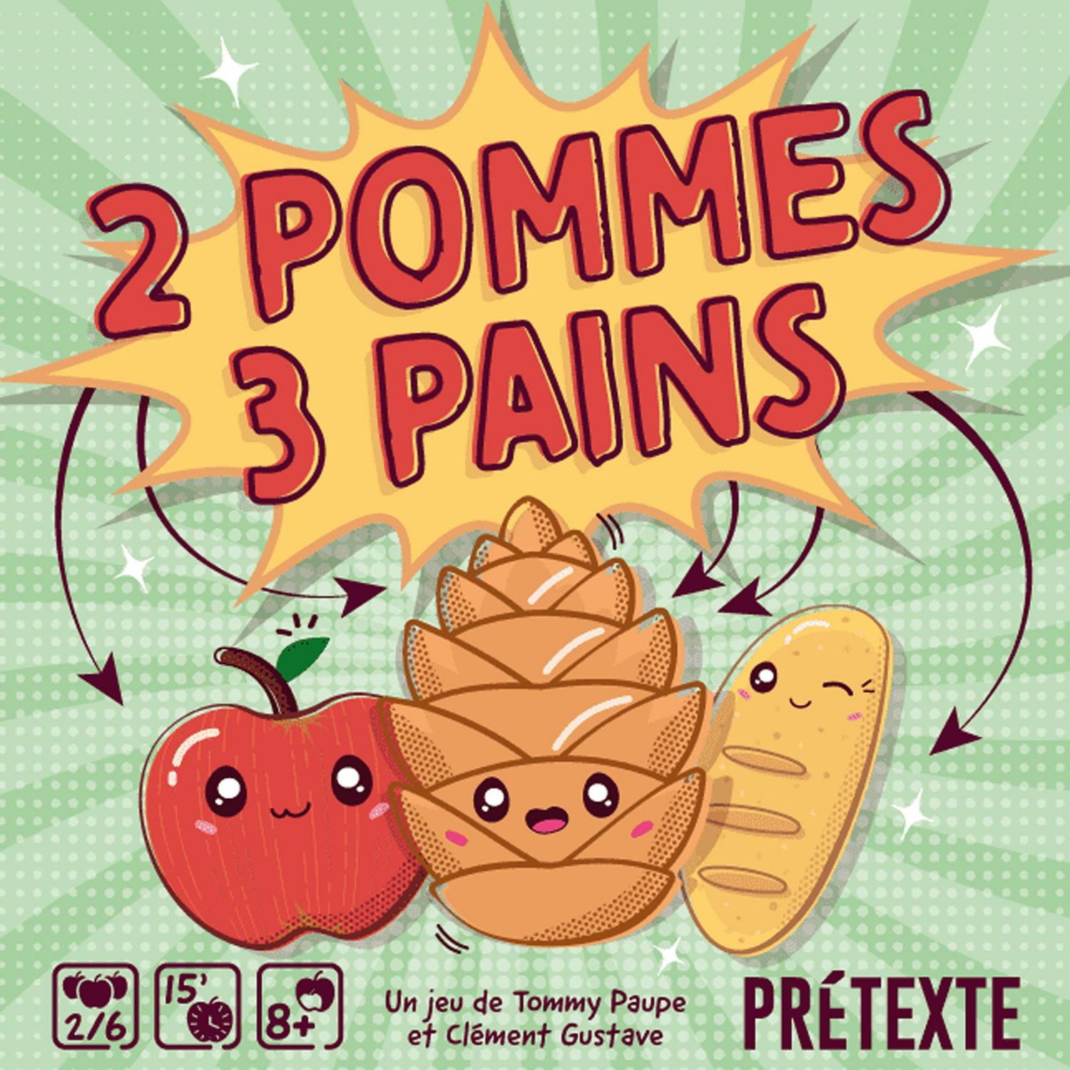 Prétexte - 2 Pommes 3 Pains - Jeu de Société Idéal pour s'Amuser en Famille ou Entre Amis en Soirée - De 2 à 6 joueurs - Jeu Ambiance - À partir de 8 ans - Français