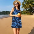 thumbnail image 3 of Fotbe Blue Lightning Vestido de Verano sin Mangas para Mujer – Vestido Midi Línea A, Estilo Camiseta Floral, Vestido Playero Casual y Fluido, 3 of 7