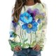 thumbnail image 1 of Gibobby Tops Mujeres Casual de manga larga con cuello redondo para mujer Sudadera con estampado de flores Top tipo (Aqua, M), 1 of 4