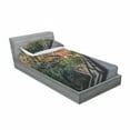 thumbnail image 3 of Japanese Bedding Set with Sheet & Covers, Forest Landscape from a Wooden Balcony in the Fall Paradise Maple Tree Print, Printed Bedroom Decor 2 Shams, 4 Sizes, Green Brown, by Ambesonne, 3 of 3