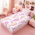 thumbnail image 5 of Erosebridal Pink Flower Pickleball Twin Sheet Sets, Cute Sport Bedding for Girls and Boys, 3pcs, 1 Flat Sheet, 1 Fitted Sheet and 1 Pillowcase, 5 of 6