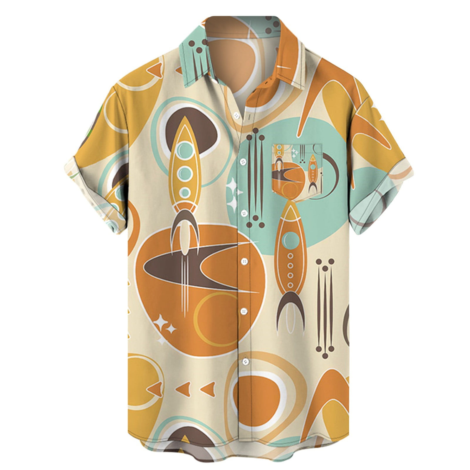 Mode Shirts Batik shirts Vila Clothes Batik shirt khaki-bruin volledige print casual uitstraling