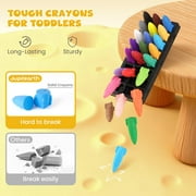 Jupitearth 24 Ct Non-Toxic Washable Rocket Crayons for Toddlers, Easy-to-Hold Gifts & Mess-Free Art Supplies for Little Hands,Back to School Supplies