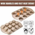 thumbnail image 5 of Nonstick Muffin & Cupcake Pan Set (2 Pack) - 12 Cup Regular + 24 Cup Mini Muffin Tins | Heavy Duty Gold Carbon Steel, Rust-Resistant, Easy Release, 5 of 8
