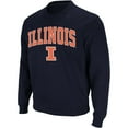 thumbnail image 2 of Men's Colosseum Navy Illinois Fighting Illini Arch & Logo Crew Neck Sweatshirt, 2 of 5