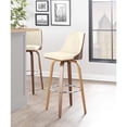 thumbnail image 3 of LumiSource Walnut Wood, Chrome Metal, Cream PU Gianna Fixed-Height Barstool - Set of 2, 3 of 9