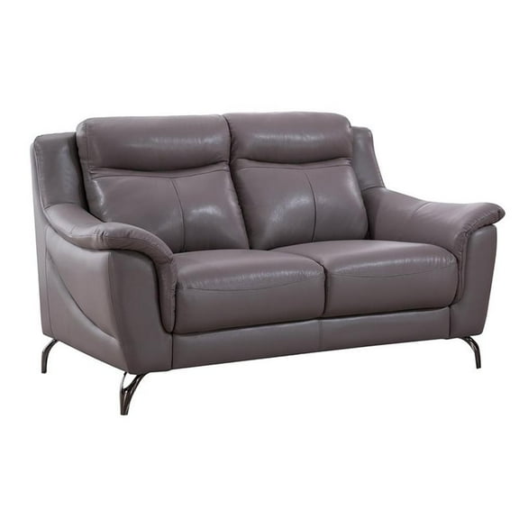 American Eagle Furniture Genuine Leather Loveseat in Dark Tan and Brown