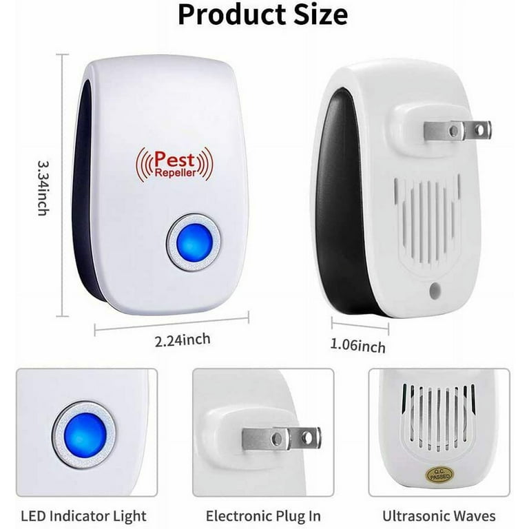 4 Ultrasonic Pest Repeller for Insects, Rodents, Mice, Rats, Ants, Spiders,  Cockroaches, Bug - Premium Pest Control Repellent