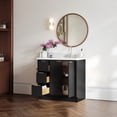 thumbnail image 2 of ARIEL Milan 37 Inch Right Offset Single Oval Sink Bathroom Vanity with Pure White Quartz Countertop 1.5 Inch in Black, 2 of 7