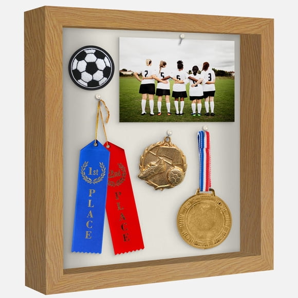 Marco Shadow Box Americanflat de roble oscuro, 28 x 28 cm, con cristal