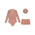 thumbnail image 3 of iiniim Girls Gymnastics Leotard with Shorts and Hairband Long Sleeve Ballet Tumbling Dance Unitard Dusty Pink 8, 3 of 7