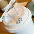 thumbnail image 2 of HuangShi Sanrio Hello Kitty Necklace Pendant Double Ring Clavicle Chain Diamond Silver Girlfriend Charms Clasped Anime Chain Jewelry Gift, 2 of 5