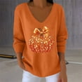 thumbnail image 2 of IMENGL Long Sleeve Shirts for Women Soft Sequin Pumpkin Print Striped Fabric Halloween T-Shirt Casual Women's Basic Tee Long Sleeve Tops,Orange, 2 of 5