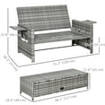 thumbnail image 3 of Outsunny 2 Piece Rattan Outdoor Daybed with Cushions and Storage, Grey, 3 of 10