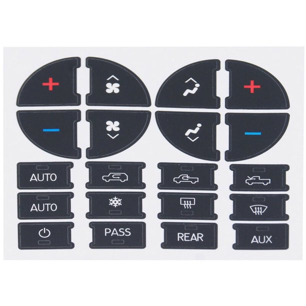 Kit de reparacion de pegatinas de boton de tablero de CA Calcomanias de panel de CA y juego de calcomanias de reparacion de boton de radio de repuesto para Chevrolet GMC Tahoe 2007-2015 esquí esquí Gafas de esquí