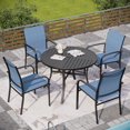 thumbnail image 2 of Sophia & William 6-Piece Outdoor Patio Dining Set with 9ft Navy Umbrella, Metal Steel Round Table & 4 Textilene Chairs for Backyards,Blue, 2 of 7