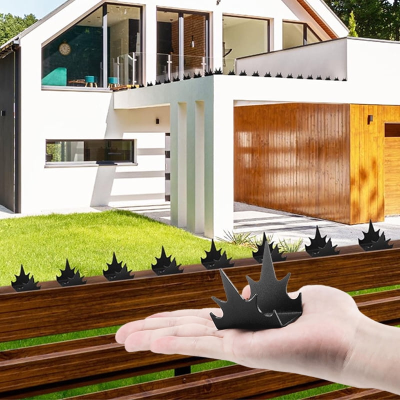 24Pcs Fence Spikes Cat Spikes Bird Spikes For Outside To Keep Birds Away Racoon Repellent Outdoor Bird Repellent Devices Outdoor Metal Fence Anti Climb Wall Spikes with Screws Intruder Thief Security
