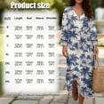 thumbnail image 6 of DISNIMO Dress for Women Palm Tree Printed Linen-Like Casual Shift Dresses Loose V Neck Maxi Dresses Lightweight 3/4 Sleeve Dress, 2XL, 6 of 6