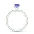 thumbnail image 3 of 1.94 CT Tanzanite Moissanite Ring Side Stone Engagement Ring in Sterling Silver/ White Gold Plated Emerald Cut December Birthstone Wedding Ring, Birthday, Anniversary Jewelry, Ring Size 7, 3 of 4