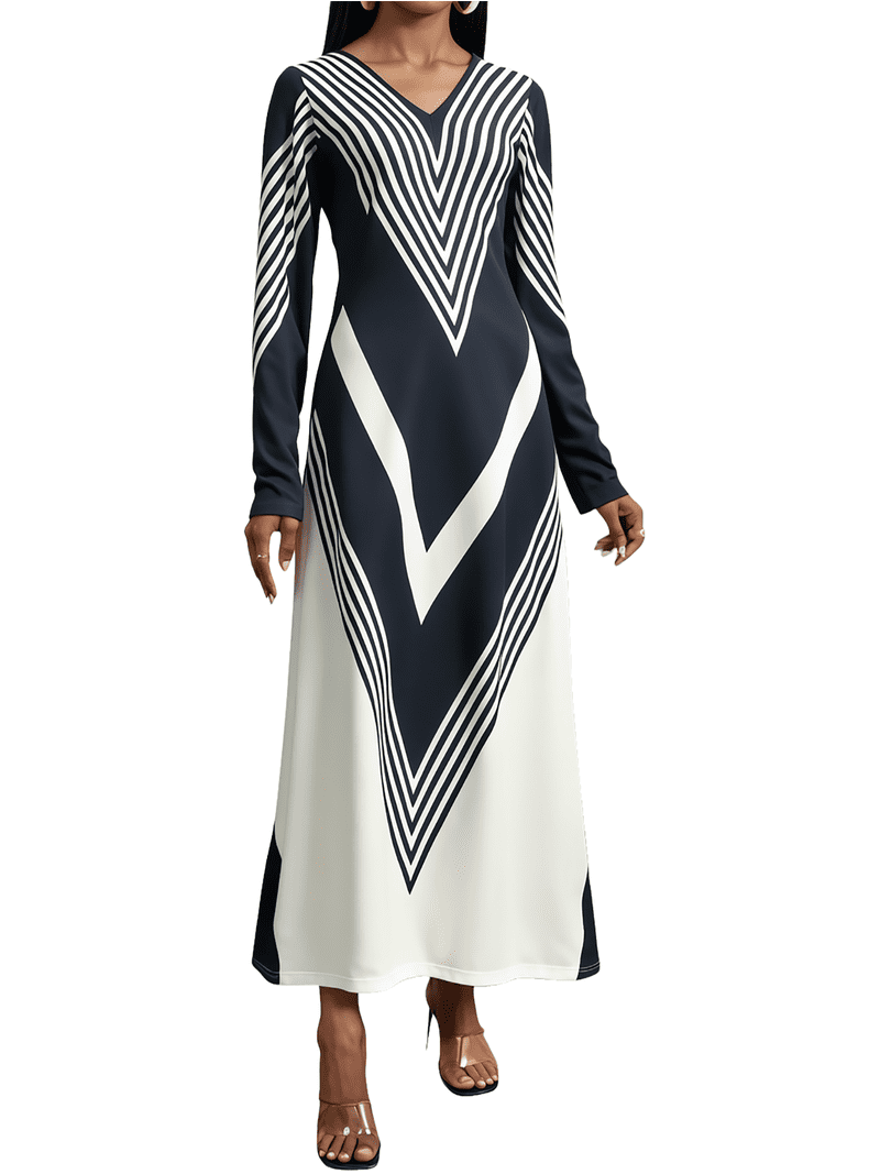 long sleeve black and white striped maxi dress Oyyn Womens Dresses A-Line Dressy V-Neck Cocktail Party Wedding Guest, Women's, Size: Large prom sparkly dress Stiletto and block heel Size:12/L sleeve dress topped with Womens dresses