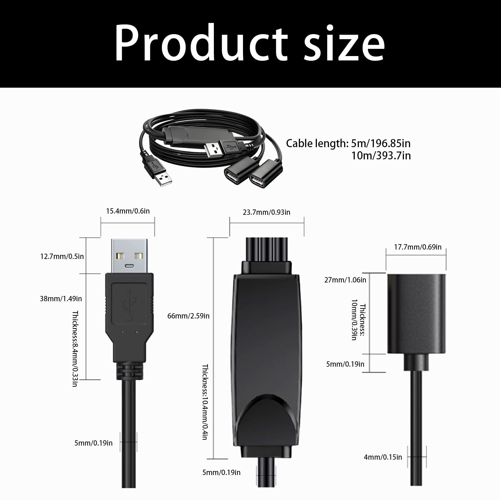 USB 2.0 Splitter Cable 1 Male to 2 Female Ports for Webcam & Mic Sync in Video Conferencing