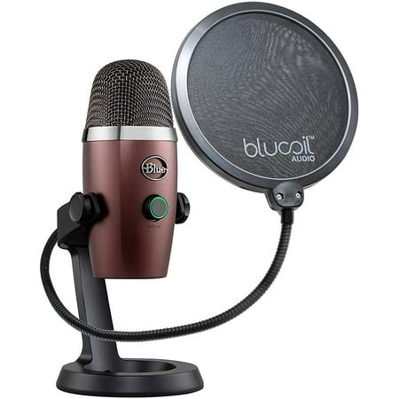 Blue Microphones Yeti Nano USB Condenser Microphone for Livestreaming, Podcasts, Conference Calls, and Music Recording (Onyx Red) Bundle with Blucoil Pop Filter Windscreen