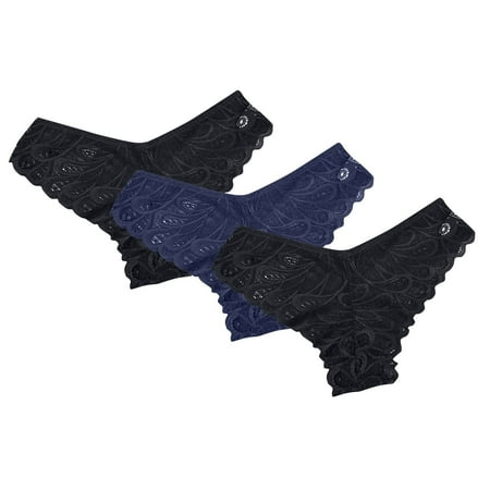 OSFVNOXV Lace Panties for Women Cheeky Underwear V-Waisted Bikini Bottom Low Rise Breathable Seamless Floral Embroidered Panty 3 Pack Clearance