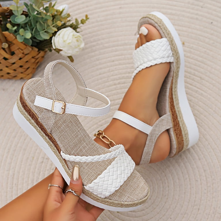 Nyra braided leather espadrille wedges in white - Jimmy Choo  Women\'s White Braided Espadrille Wedge Sandals main image 1