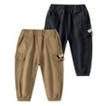 thumbnail image 3 of Odeerbi Toddler Boys Cargo Pants Cotton Drop Crotch Pants Children's Casual Work Pants Leg Tied Pants with Pockets Toddler Clothes Black, 3 of 4