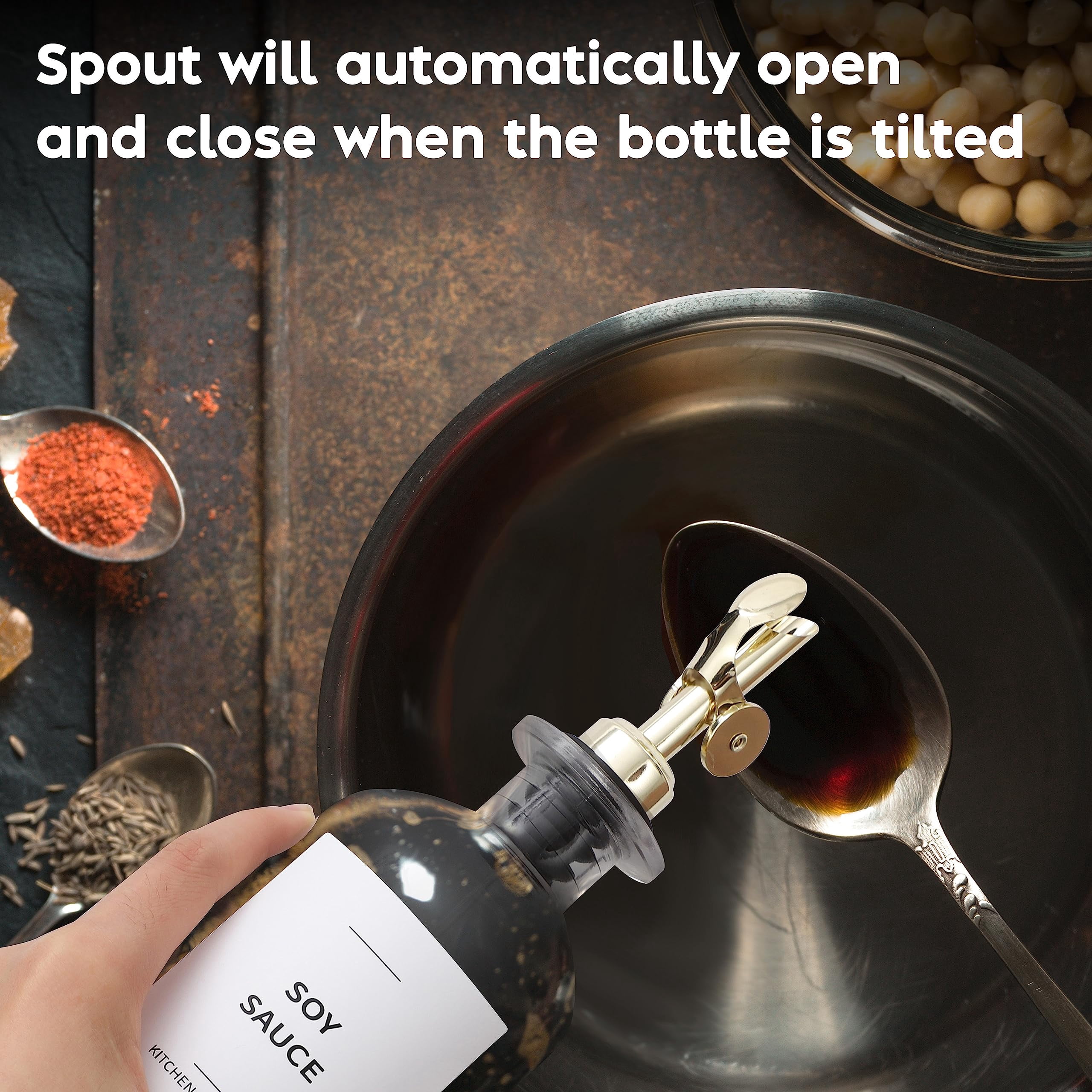 Oil Dispenser For Kitchen - Glass Olive Bottle Set Of 2 (11.8oz) With Weighted Self-closing Pourer Cooking 66 Labels  Aligner & Funnel