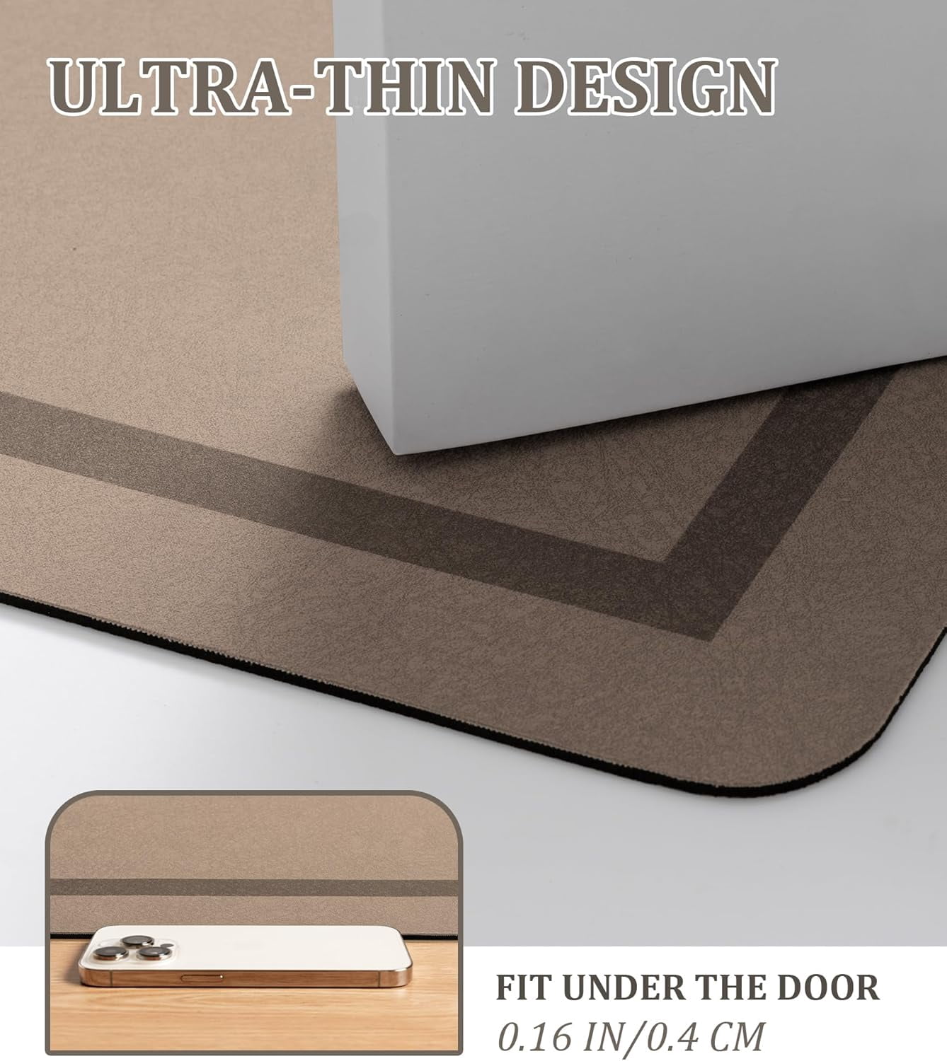 Bathroom Mat Rugs 24x16, Ultra Thin Magic Mat Bathroom Rug Non Slip Bath Rugs Quick Dry Absorbent Bath Mats for Bathroom Floor, (Grey, 24"x16")
