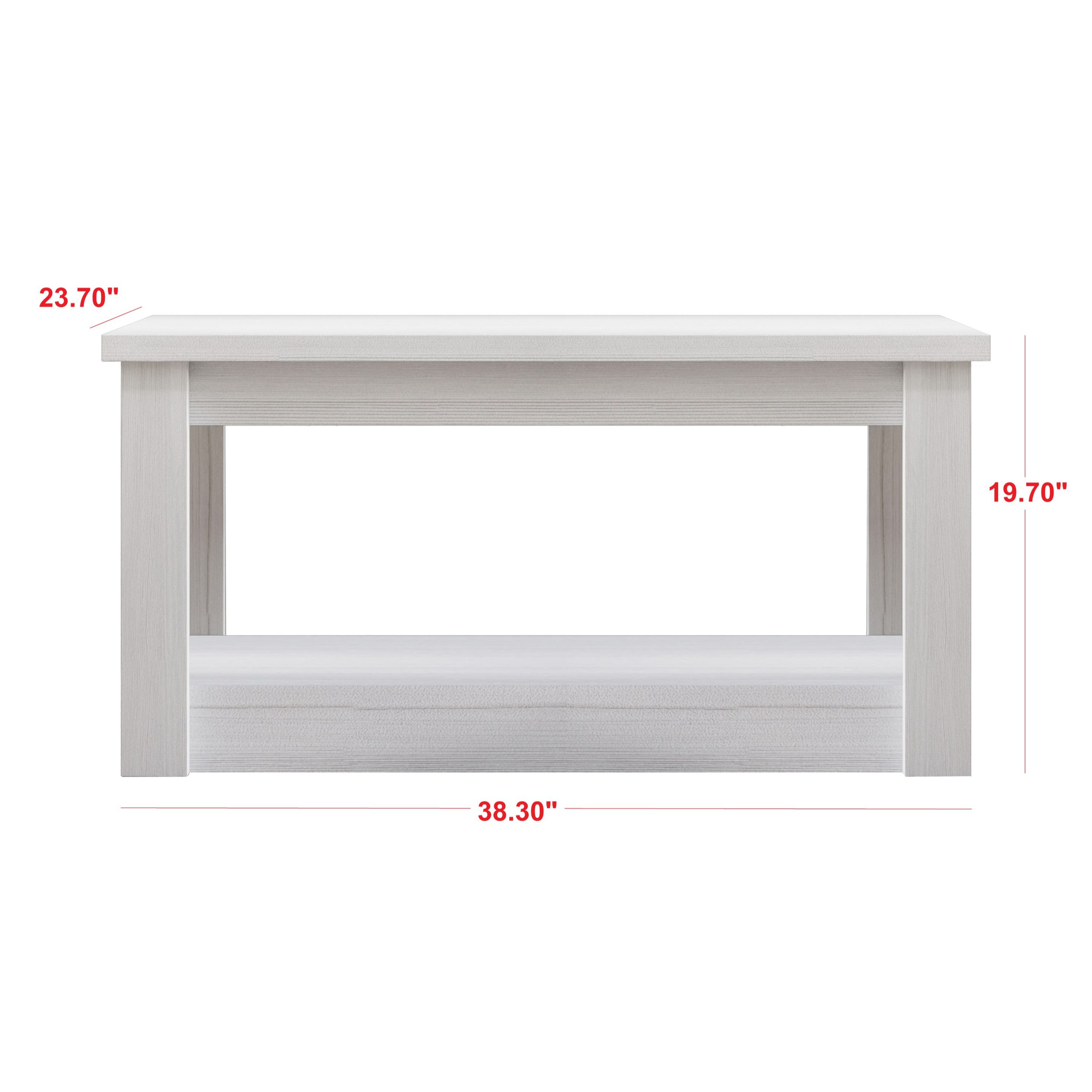 Home Design Herne Coffee Table with Rectangular Top and Spacious Lower Shelf, Modern Square Silhouette for Living Room Storage and Display, Easy Assembly, Gray