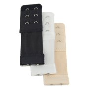 Adjustable Stretchy Bra Band Extension Set Elastic Extensions in Beige White Black 2 hook 3 pack 1 black 1 white 1 beige