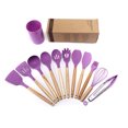 thumbnail image 1 of Utensilios de cocina de silicona, 12 piezas, sartén antiadherente, utensilios de cocina, espátula con mango de madera, cuchara para sopa, raspador, traje, 1 of 6