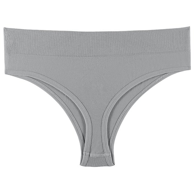 Gibobby Pantaleta Corte Frances de Algodón Calzoncillos deportivos grandes sexis de cintura media y de estilo deseo de Color sólido para mujer(Gris,M)