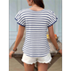 thumbnail image 5 of Blusas de Punto de Corta para Mujer, Cuello Redondo de Verano con Volantes, Azul, Talla XXL, 5 of 10
