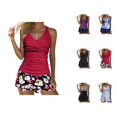 thumbnail image 1 of Womens Tankini Bathing Suits 2026 Casual Modest Striped V Neck Strappy Bikini Top with Bottom Two Piece Bathing Suits Woman, 1 of 5