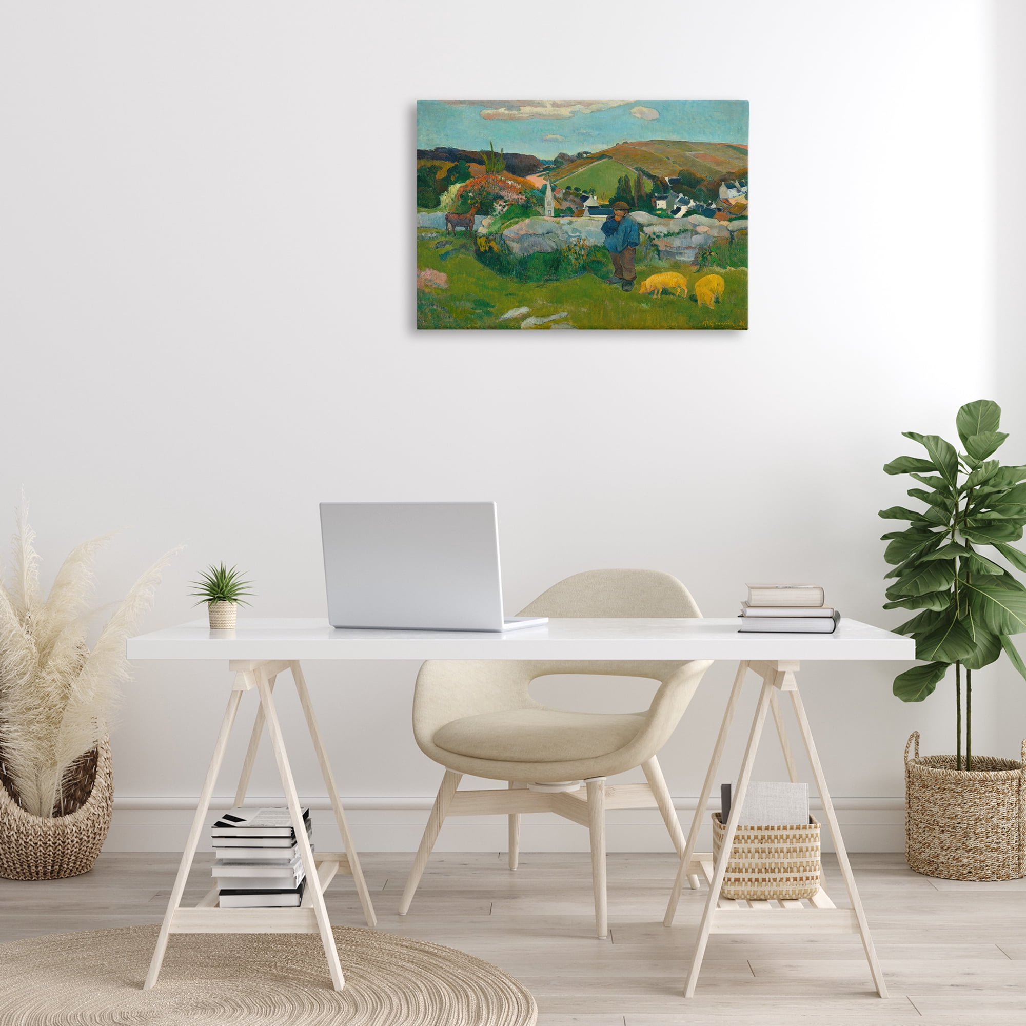 Stupell Industries Classic Gauguin Swineherd Landscape & Nature Painting Wrapped Canvas Art Print Wall Art, 30 x 20