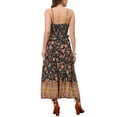 thumbnail image 3 of Vestido largo sin mangas de tirantes espagueti con volantes de flores bohemias para mujer L negro, 3 of 5