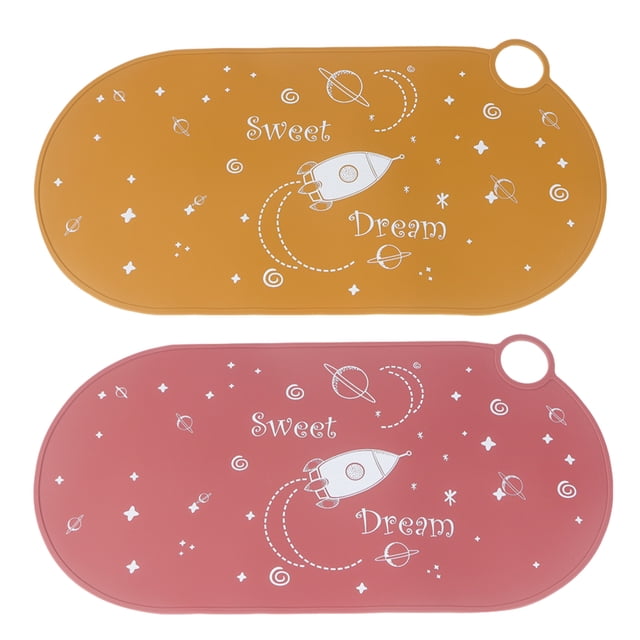 Manteles individuales de silicona Hukapapa para bebés y niños, tapetes antideslizantes resistentes a las manchas para la mesa de comedor para niños pequeños con 2 paquetes