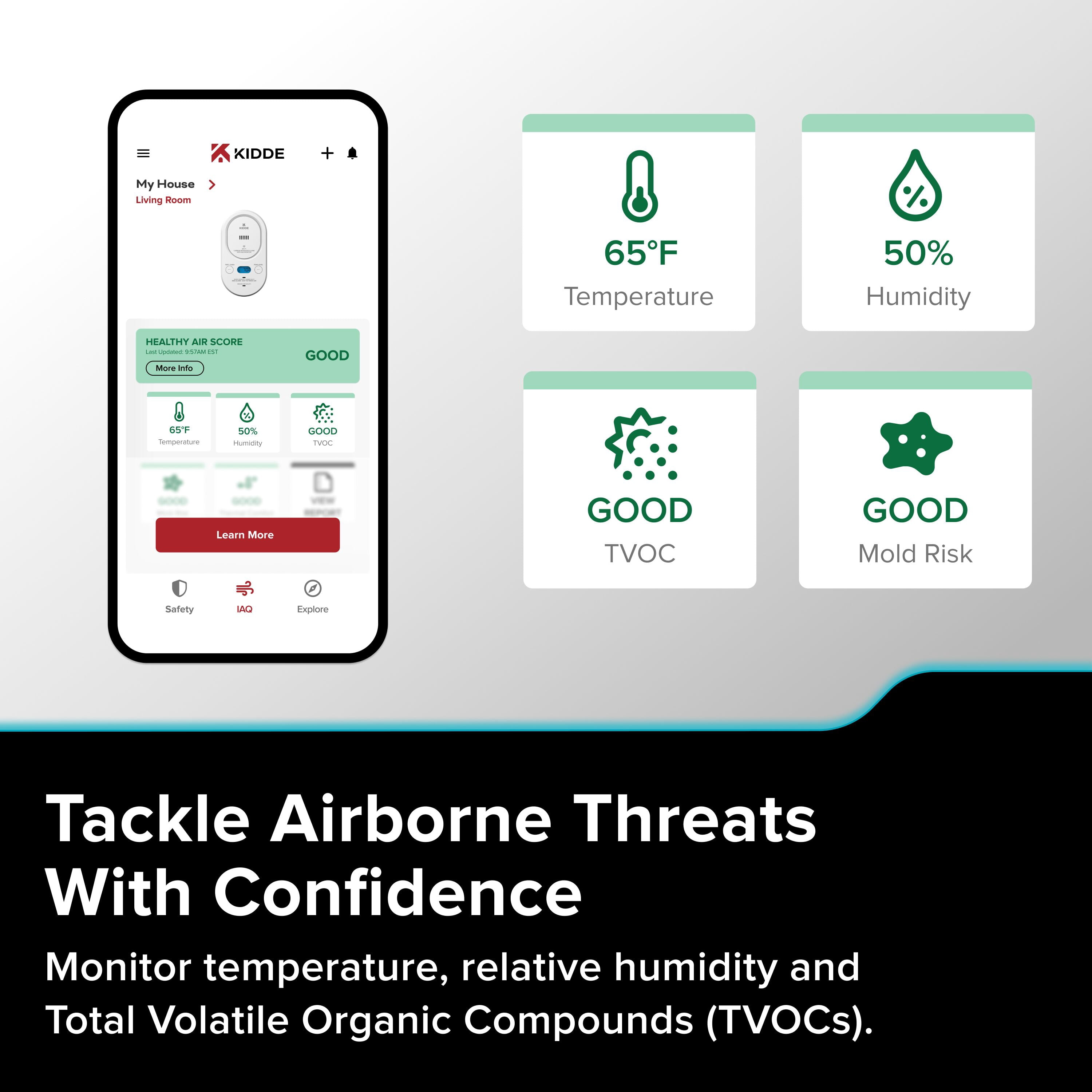 Kidde Smart Carbon Monoxide Detector & Indoor Air Quality, Plug-In with AA Battery Backup, COPDLQW