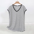 thumbnail image 4 of Lmnyox Short Sleeve Basic Tee Womens Casual Loose Striped T Shirt Fashion Comfy V Neck Undershirts Tops for Women, 4 of 5