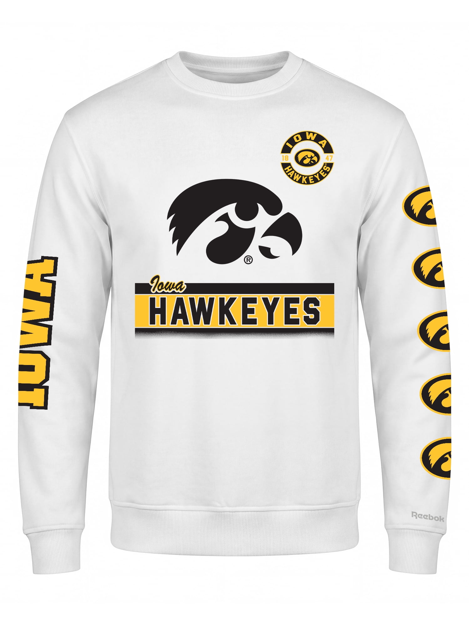 Iowa Hawkeyes Reebok Mens White Crew Sweatshirt