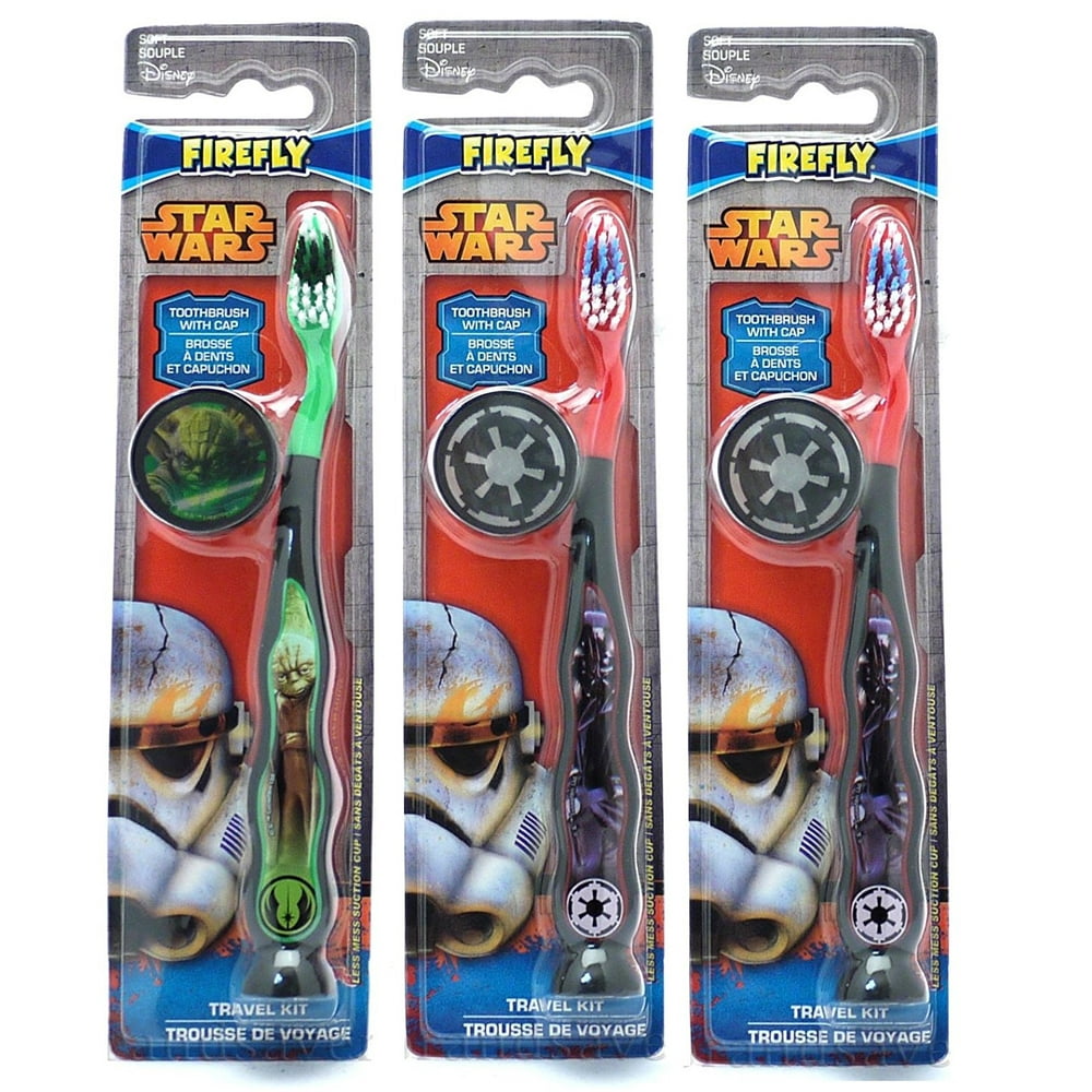 Star Wars Children's Tooth Brush (Pack of 3) With Cap and Suction